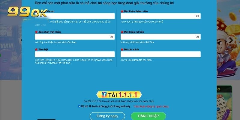 Cung cấp thông tin để đăng ký 99OK