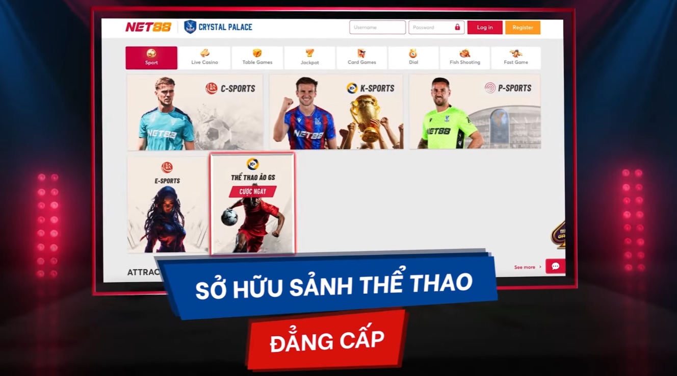 NET88 sở hữu sảnh cược thể thao đẳng cấp